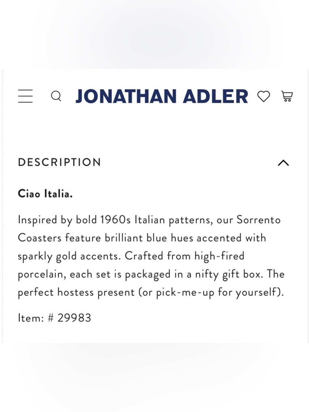 Jonathan Adler NWT Sorrento Blue and White Geometric Coaster Set of Four - Picture 10 of 13